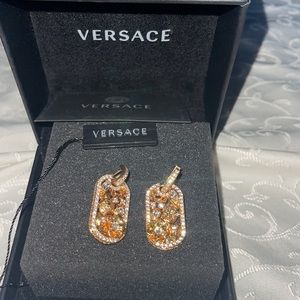 Versace gold earrings metal strass